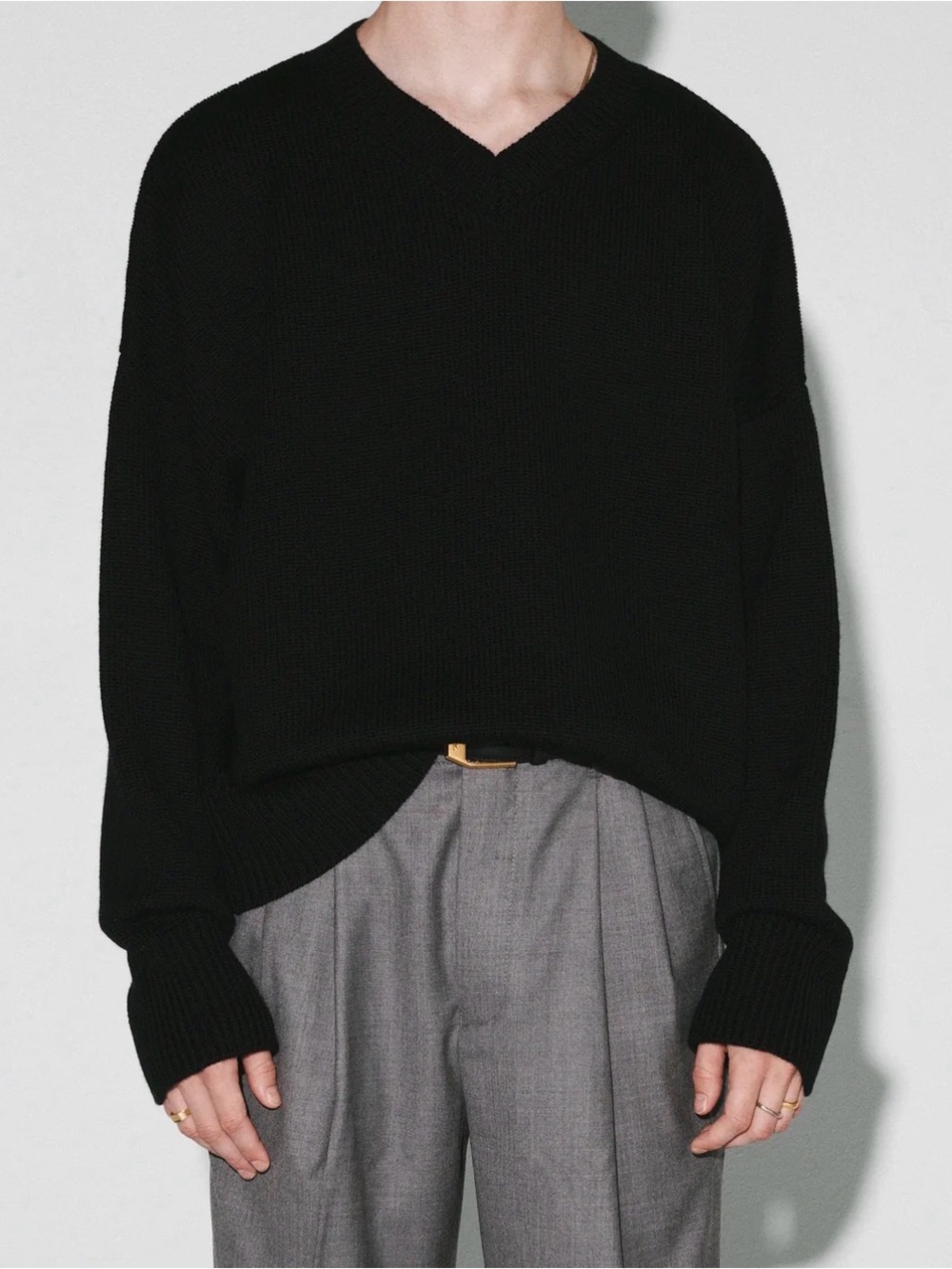 CA Arts Men's V-Neck Brown Knit Sweater Oversized Fit (PM100231)